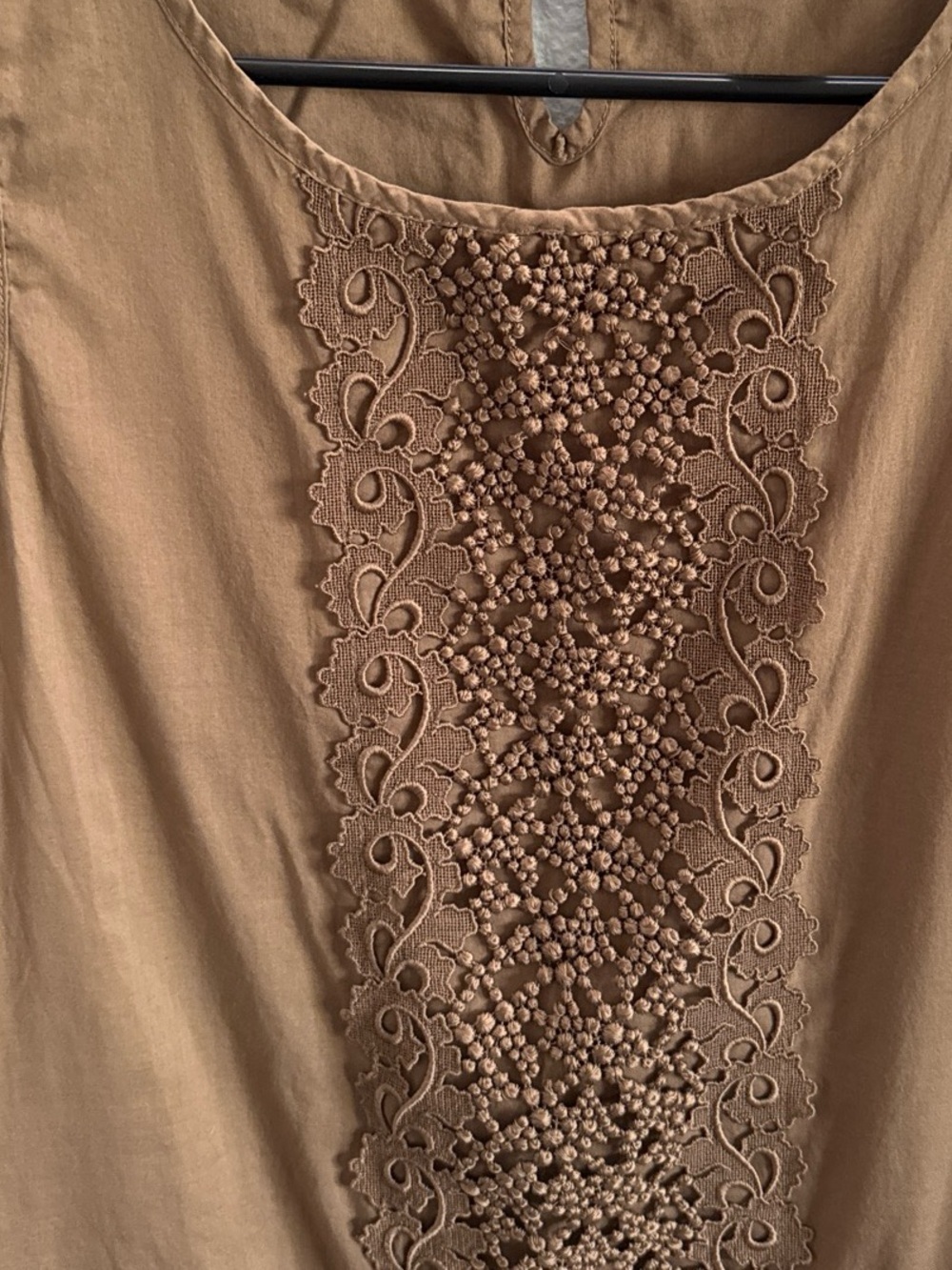 J.Crew Brown Cotton XS Boho Cottagecore Sleeveless Embroidered Shift Mini Dress - Picture 4 of 7